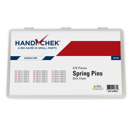 HANDI-CHEK Metric Spring Pin Assort 375pc DISP-SPM375